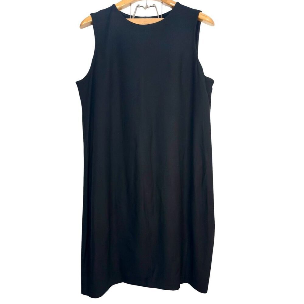 Eileen Fisher Black Sleeveless Dress Knee Length Women Viscose Size:No Size